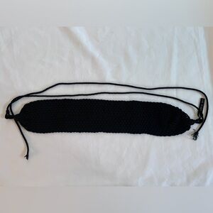 VTG Prada Milano Handmade Crochet Cummerbund Tuxedo Belt Knit Raw Edge Black Adj